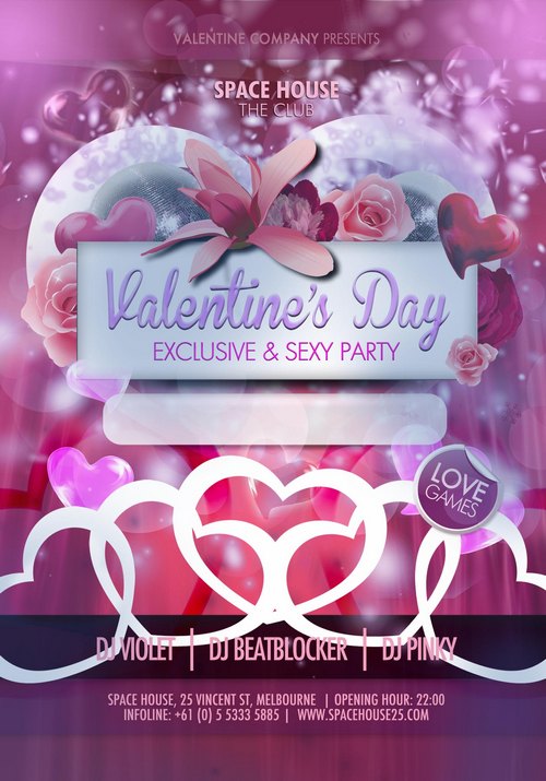 Valentine Day PSD Poster template - poster psd with flowers, roses and ...