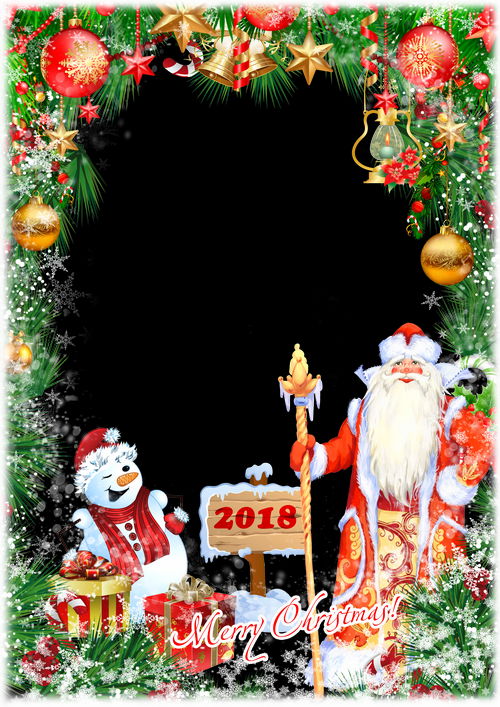 Christmas Photo Frame PSD template download PNG frame - Merry Christmas