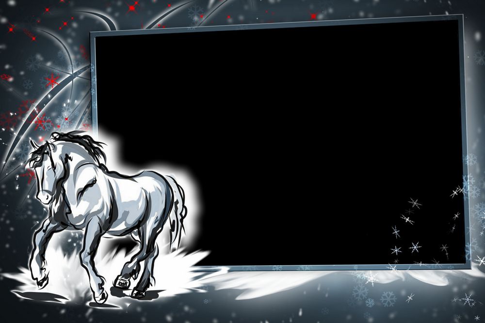 Free Photo Frame - Blue Wooden Horses ( PSD | PNG ) Free Download