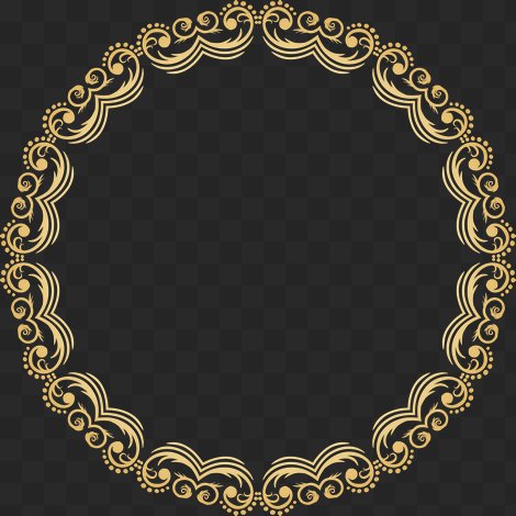 Round gold frame psd for Photoshop download