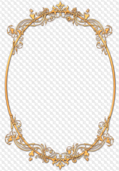 Oval gold frame cutouts with decorative elements