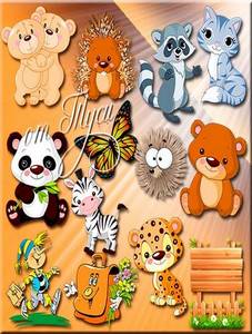 PSD, 18 PNG, Funny animals, clipart on transparent background