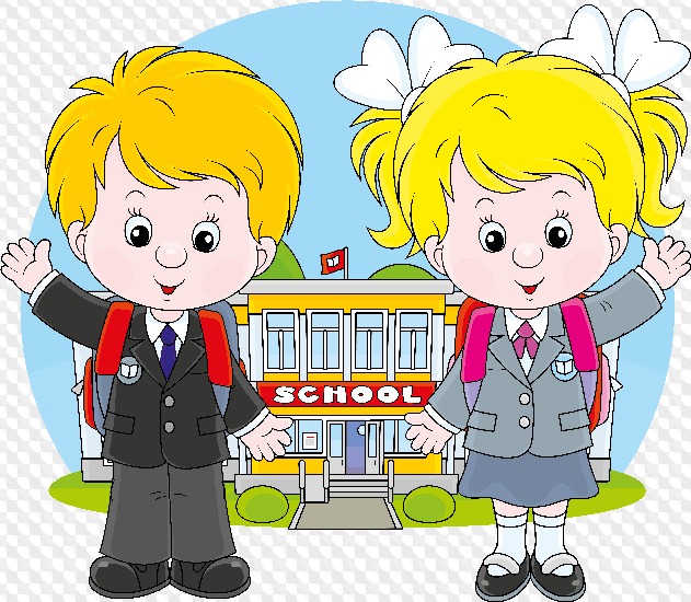Schoolboys, schoolgirls, students, graphic on a transparent background