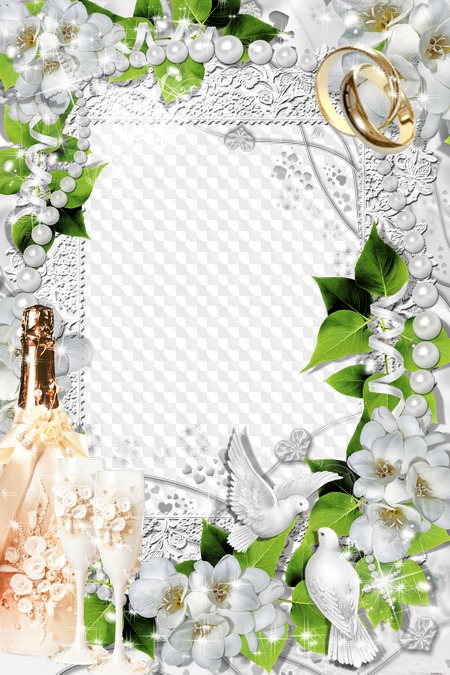 Palomas Blancas Marco De Fotos De Boda Png Psd Marco Png Transparente Psd Plantilla Marco De Foto En Capas Descargar