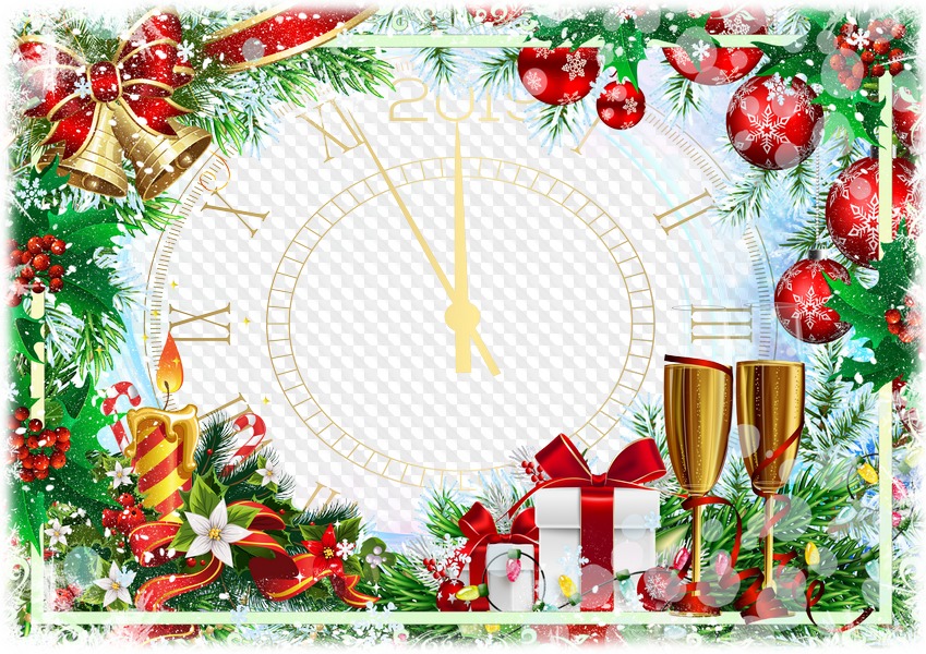 Horizontal photo frame Happy New Year!. Transparent PNG Frame, PSD ...