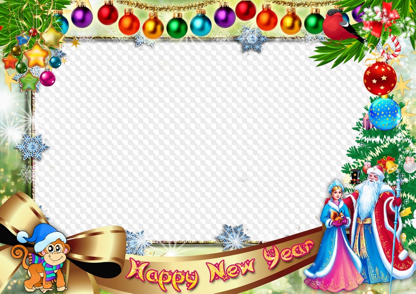 PSD, PNG, photo frame Happy New Year