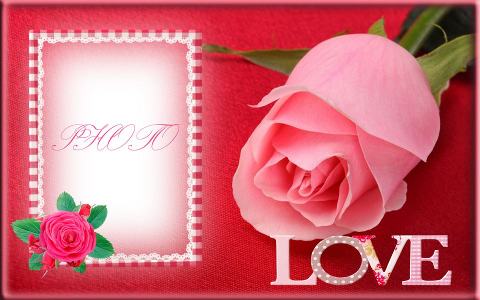 Photo frame love Rose. Transparent PNG Frame, PSD Layered Photo frame