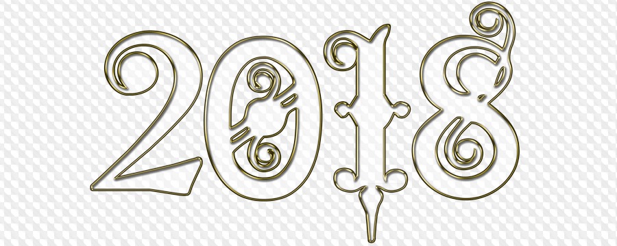 30 PNG, Números 2018 sobre fondo transparente