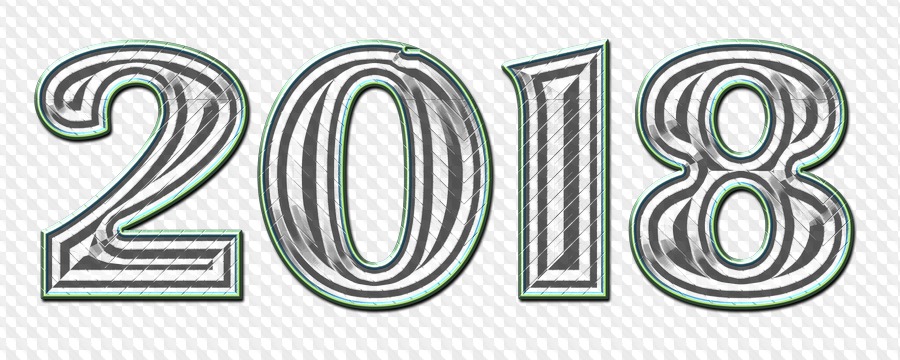 30 PNG, Números 2018 sobre fondo transparente