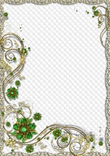 PSD, 3 PNG, Emerald photo frames