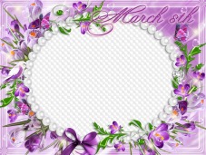 Elegant Flower frame for March 8 template, PSD, PNG