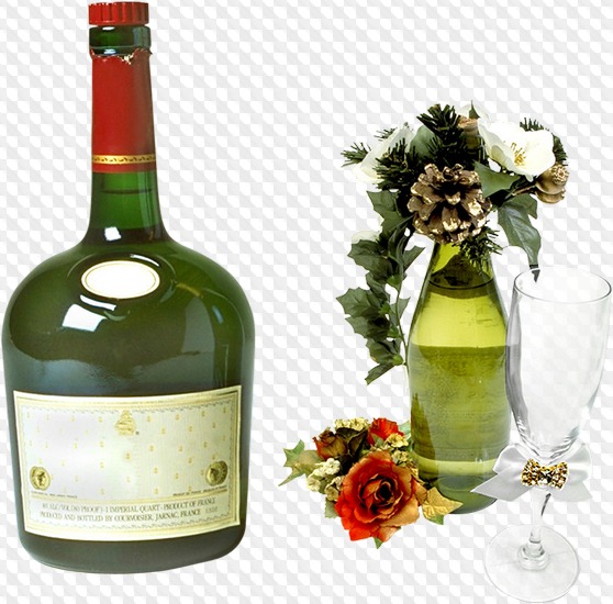 Бутылки вина, бокалы вина, psd & png