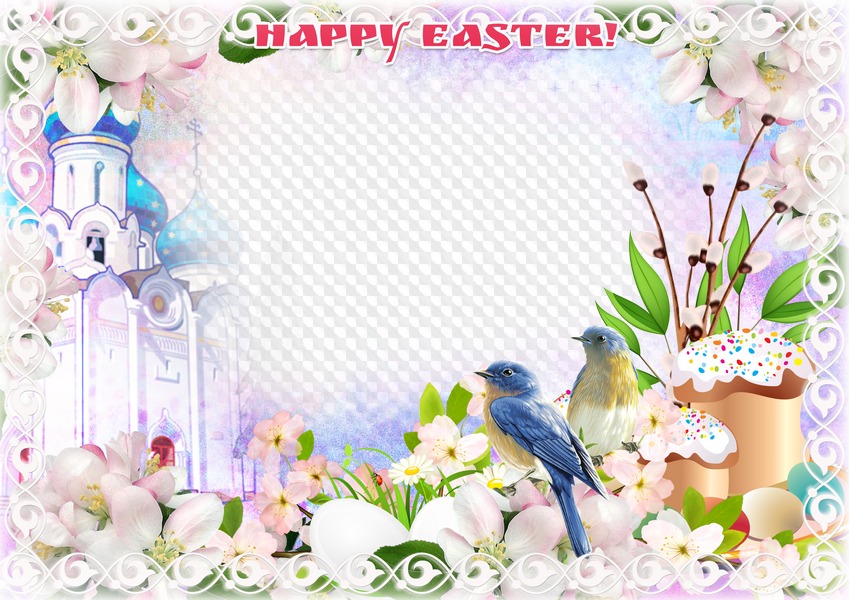 Happy Easter! photo frame PSD template, PNG frame
