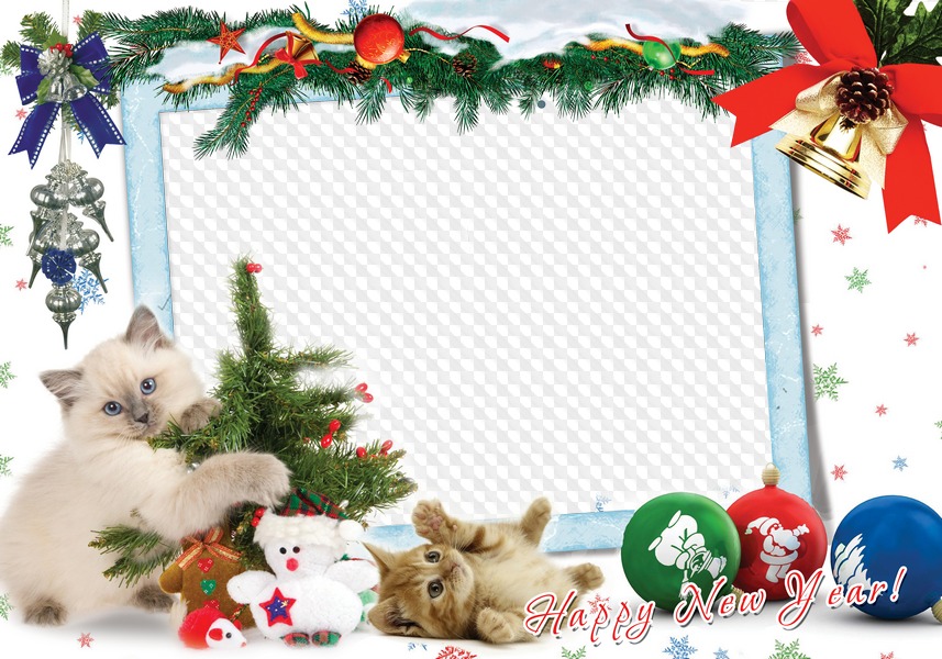 New Year Photo Frame PSD Template Download. Transparent PNG Frame