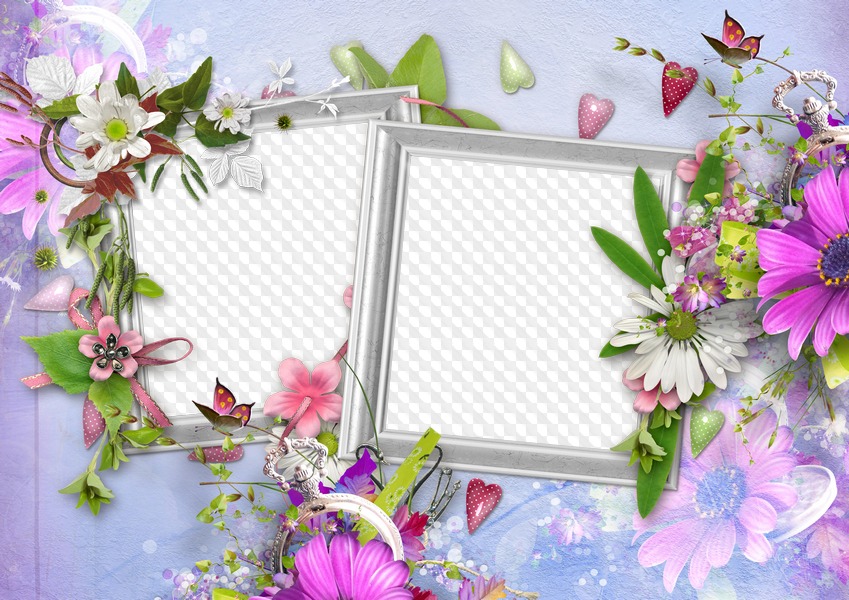 Free set, 12 Flower Photo Frames, PNG images, free Download