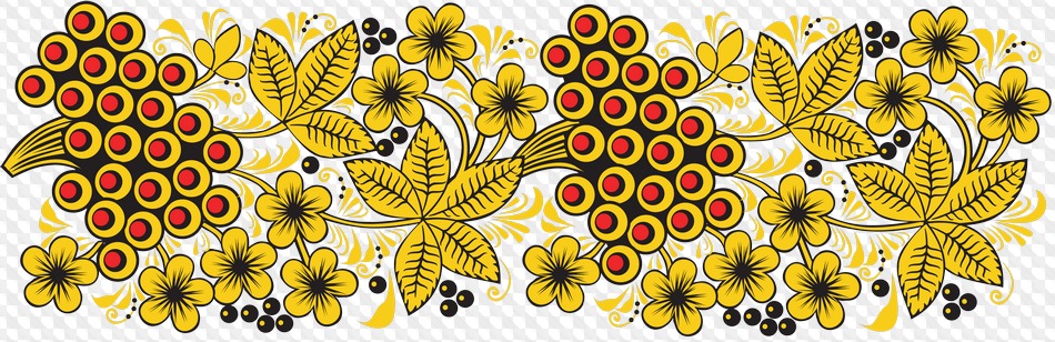 18 PNG, Хохлома, цветочные бордюры и узоры, изображения с прозрачным фоном