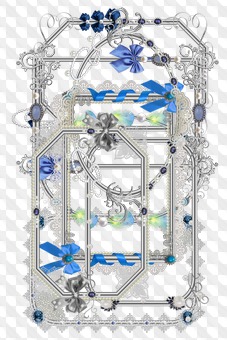 PSD, 8 PNG, Vintage silver with blue stones clipart frames on transparent background