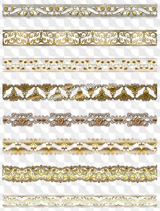 PSD, 8 PNG, Free Gold Border Line on transparent background, free download