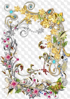 PSD, 10 PNG, Corners with jewels for design on transparent background