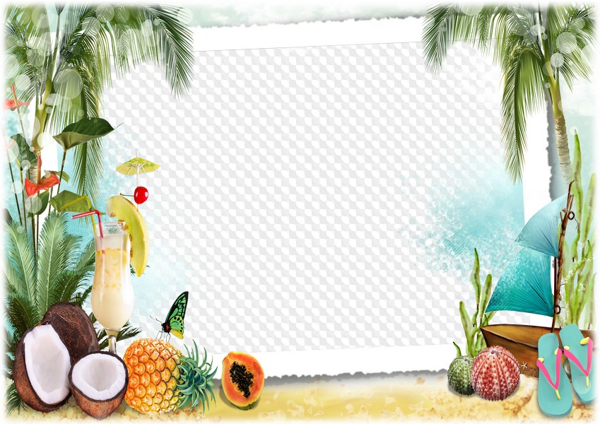 Tropical Island, Photo Frame Template, PSD, PNG, for