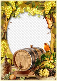 Wine and grapes, photo frame