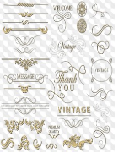 PSD, 28 PNG, Golden elements on transparent background, for design