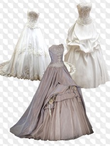 PSD, 3 PNG, Wedding Dresses on transparent background