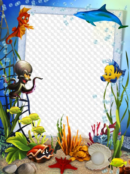 PSD, 3 PNG, Mischievous ocean, Children frame for photo