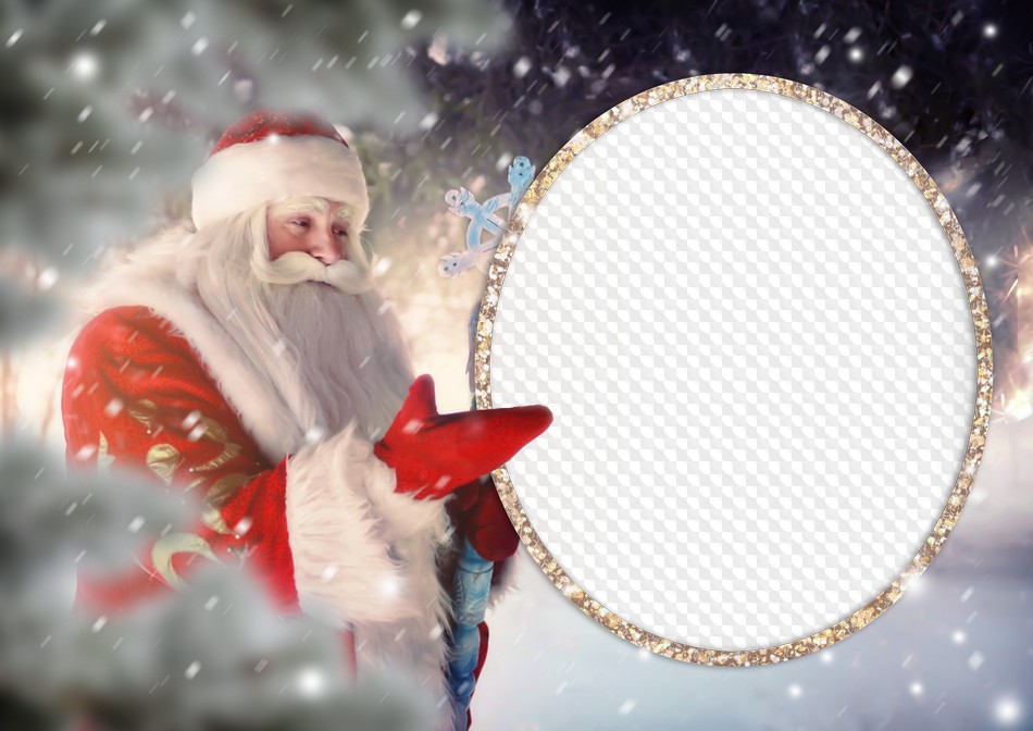 PSD, PNG, Photo with Santa Claus, photo frame