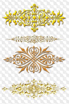 PSD, 10 PNG, Gold elements for Design on transparent background