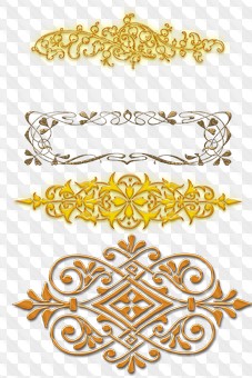 PSD, 10 PNG, Gold Design elements on transparent background