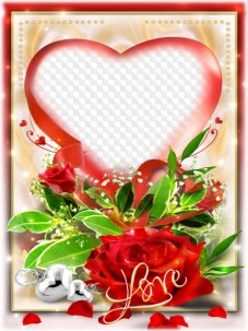 Red heart, cutout photo frame for a photo in the form of a heart in PSD and PNG format