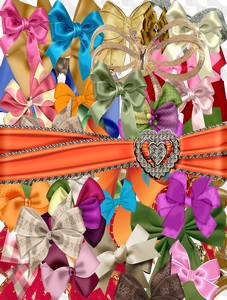 PSD, 41 PNG, Colorful bows on transparent background