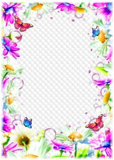 Bright summer flowers, photo frame psd and png