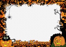 Happy Halloween! Photo frame template PSD, PNG