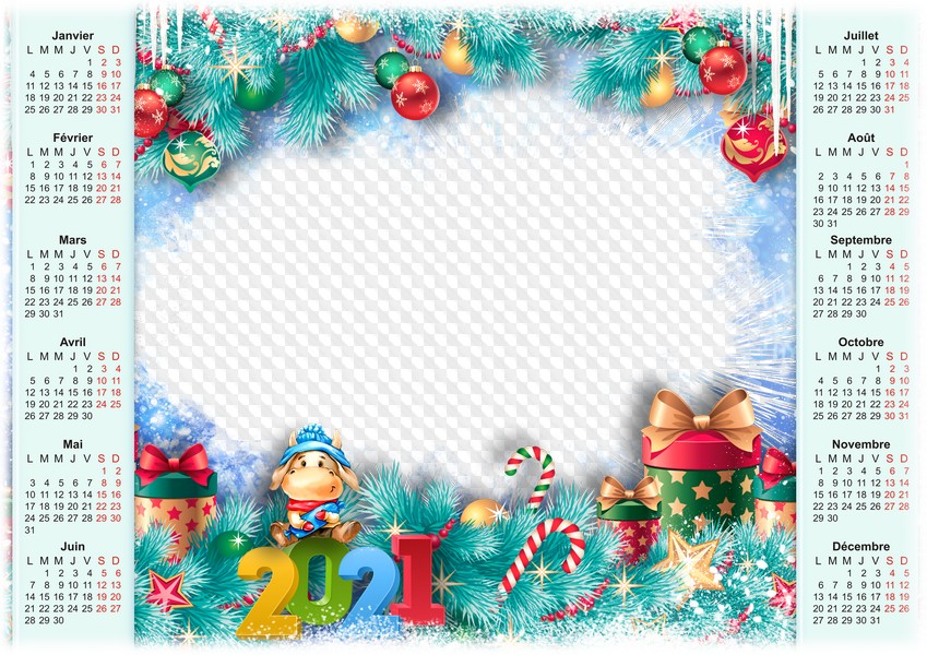 Taureau Drole Et Cadeaux Du Nouvel An Calendrier 21 Pour Photoshop Calendrier Pour Photoshop