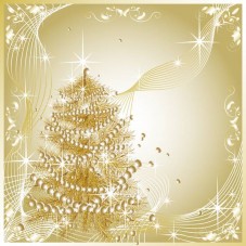 Golden Christmas background psd with Christmas tree and decorative elements