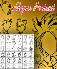 Portrait Shapes, 37 Portraits and Hairstyles, CSH Shapes for Photoshop