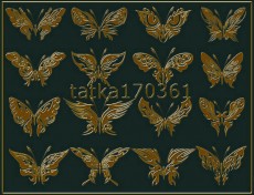 Intricate golden butterflies, CSH butterfly shapes for Photoshop