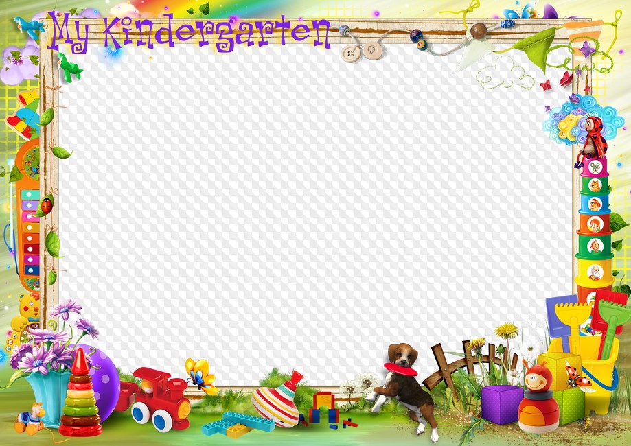 Kindergarten, Fotorahmenfoto einer Gruppe von Kindern im Kindergarten