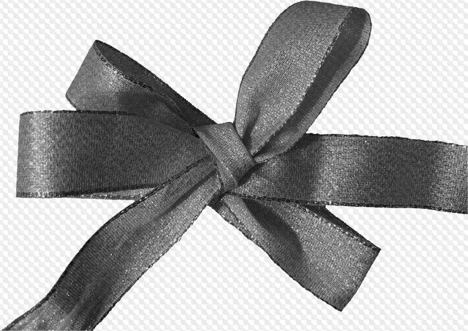 Black and white bows and bows on a transparent background. PSD, PNG