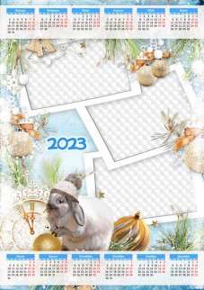 Кролик, Календарь 2023, PSD, PNG.