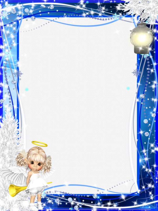 New-year frame for Photoshop - Charming angel