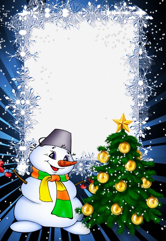 Photo Frame Snow Christmas Tree