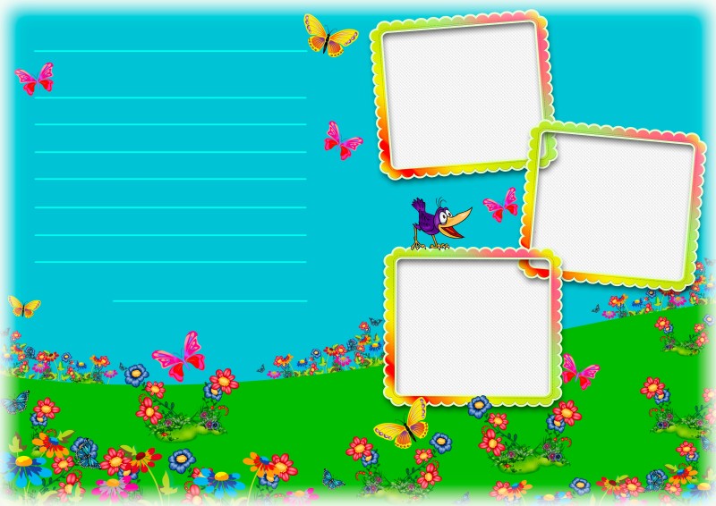 Children greeting double-sided card with frames for photo - Happy birthday