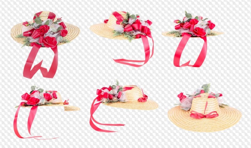 Женские шляпы PNG, соломенные шляпки, прозрачный фон
