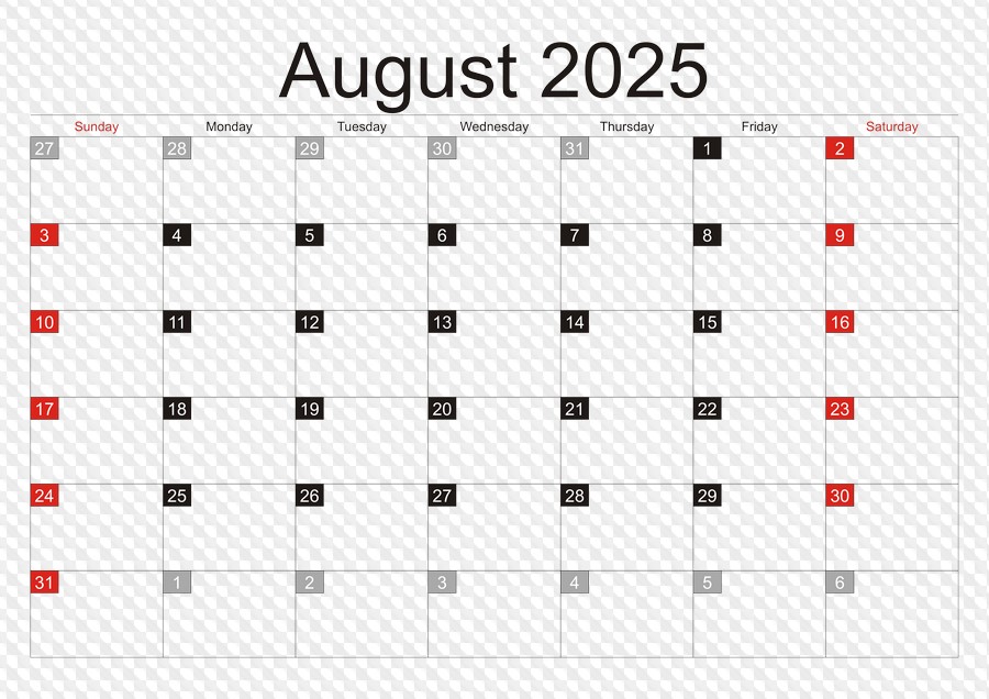 Calendar 2025 by month in PNG, JPG, CDR Photoshop үшін күнтізбе.