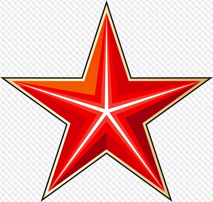 Красная звезда PNG, Георгиевская лента PNG, прозрачный фон, PSD