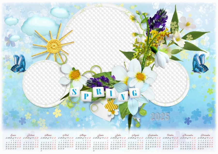 Calendario, Primavera 2025. Calendario para Photoshop.
