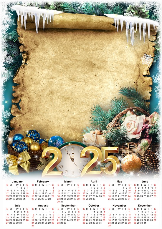Free Download Calendar 2025 PSD template. Calendar for